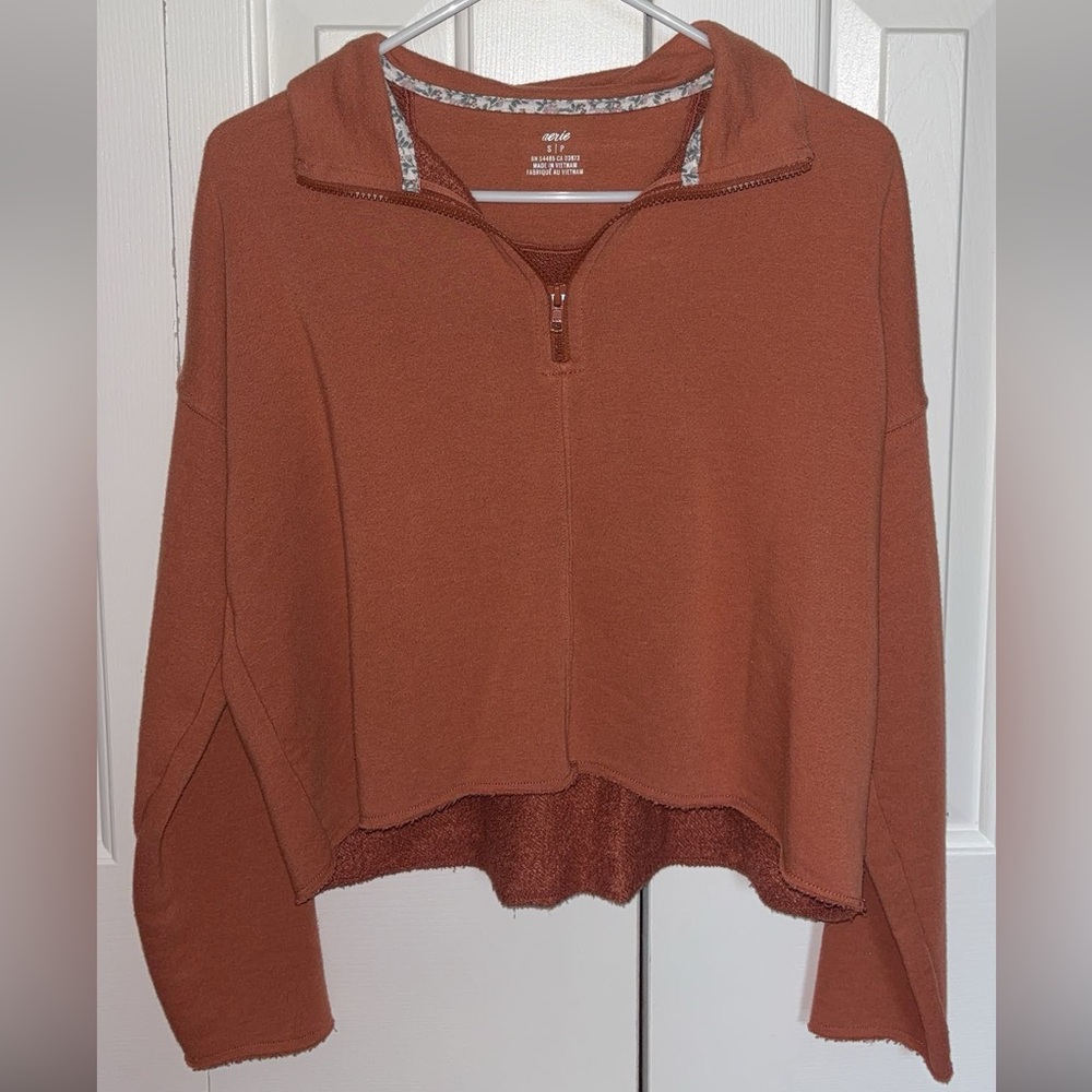 Aerie Women's Rust Half-Zip Hoodie